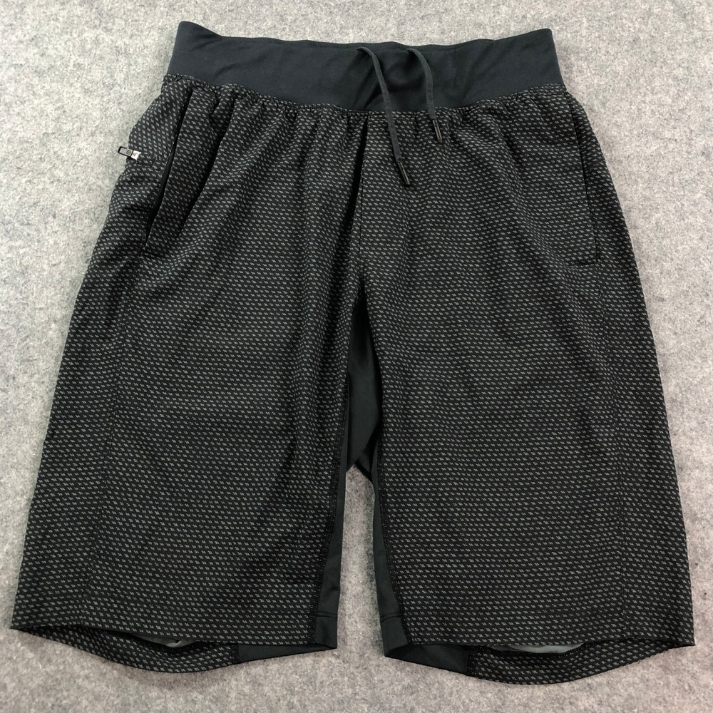 Lululemon Mens T.H.E. Linerless Shorts S Black Geometric Athletic Gym Drawstring